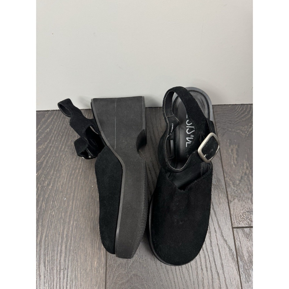 Lower East Side Sz 9 Black Suede Platform Wedge Sandal Y2K Gothic